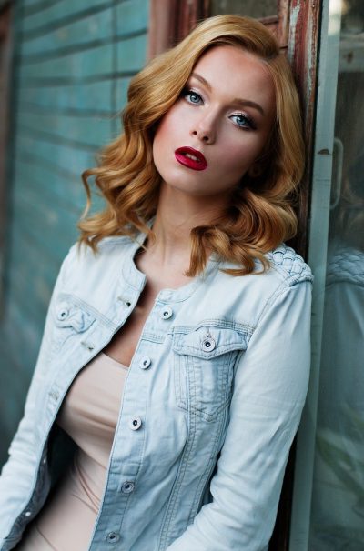Photography with girl, red hair, makeup